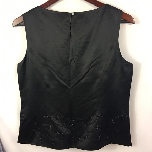 SILX  Silk Tank Top Beaded Design Black S - Picture 4 of 4